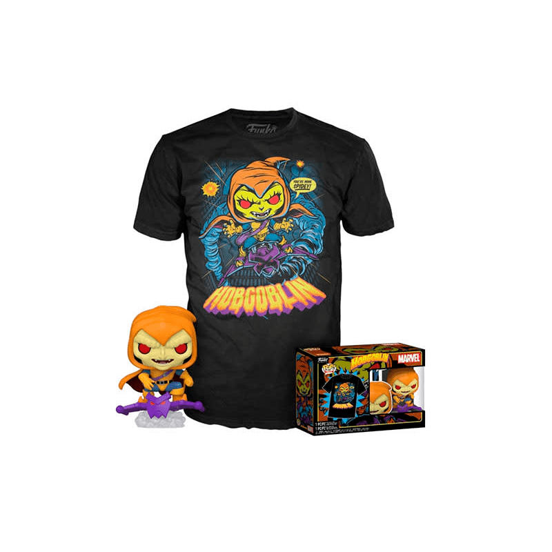 Figura Funko pop + Polera Marvel Spiderman - Hobgoblin (Special edition) Glow in the Dark (Tall M)