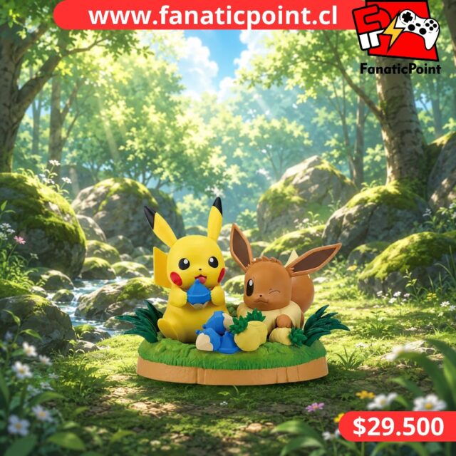 ⚡🍓 ¡La tranquilidad del bosque se vuelve aún más adorable! Pikachu disfruta de unas deliciosas bayas mientras comparte un momento de calma junto a Eevee, que descansa plácidamente sobre el pasto guiñando un ojo con una expresión llena de ternura. La base con acabado de césped recrea un pequeño rincón de la naturaleza, dando vida a una escena perfecta para cualquier colección.

✨ Figura Banpresto con increíbles detalles, ideal para los fanáticos de Pokémon que buscan una pieza llena de encanto y calidez.

💰 Precio: $29.500
📍 Encuéntrala en Fanaticpoint.