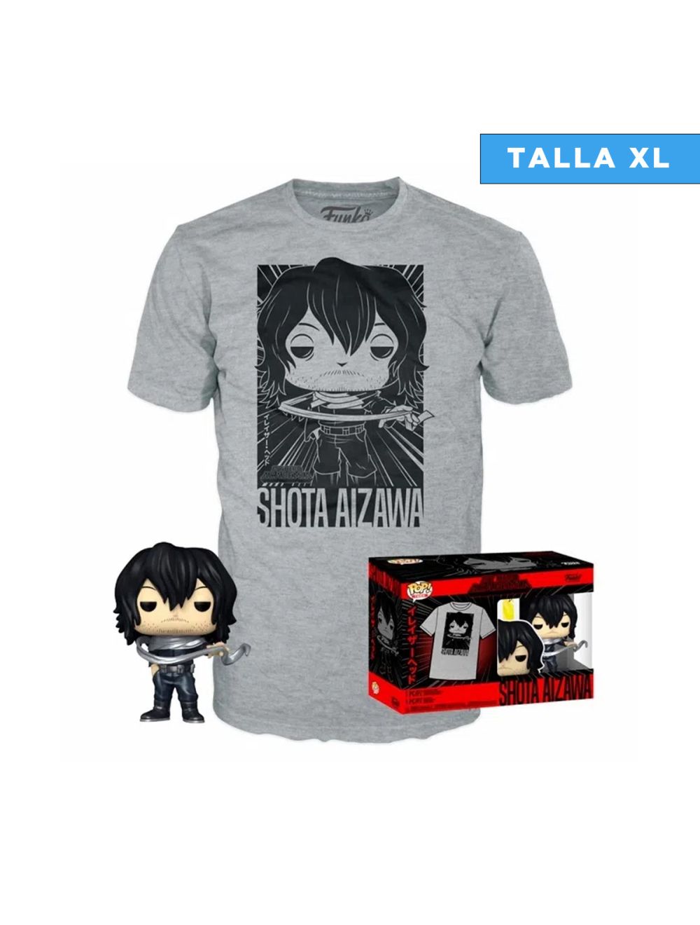 Figura Funko Pop y Polera My Hero Academia Shoto Aizawa Talla XL