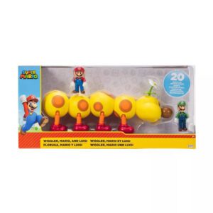 Figura Articulada Super Mario - Jakks - Playset: Soda Jungle - Wiggler (Floruga), Mario & Luigi