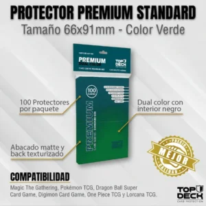 Juego de Mesa – Protector para Cartas – Premium Card Sleeves – Standard Size (66x91mm) – Color Verde (100unid.)