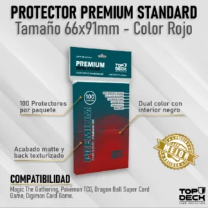 Juego de Mesa – Protector para Cartas – Premium Card Sleeves – Standard Size (66x91mm) – Color Rojo (100unid.)
