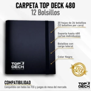 Juego de Mesa – Carpeta para Cartas – Top Deck 12 Bolsillos (Capacidad 480) – Color Negro