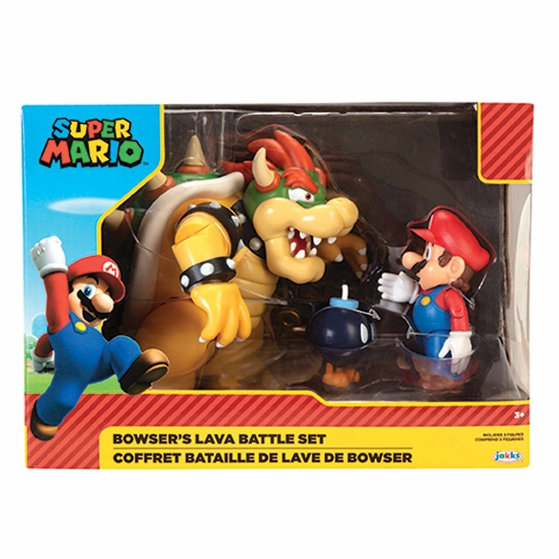Figura Articulada Super Mario - Jakks - Playset: Bowser's Lava Battle Set - Bowser vs Mario