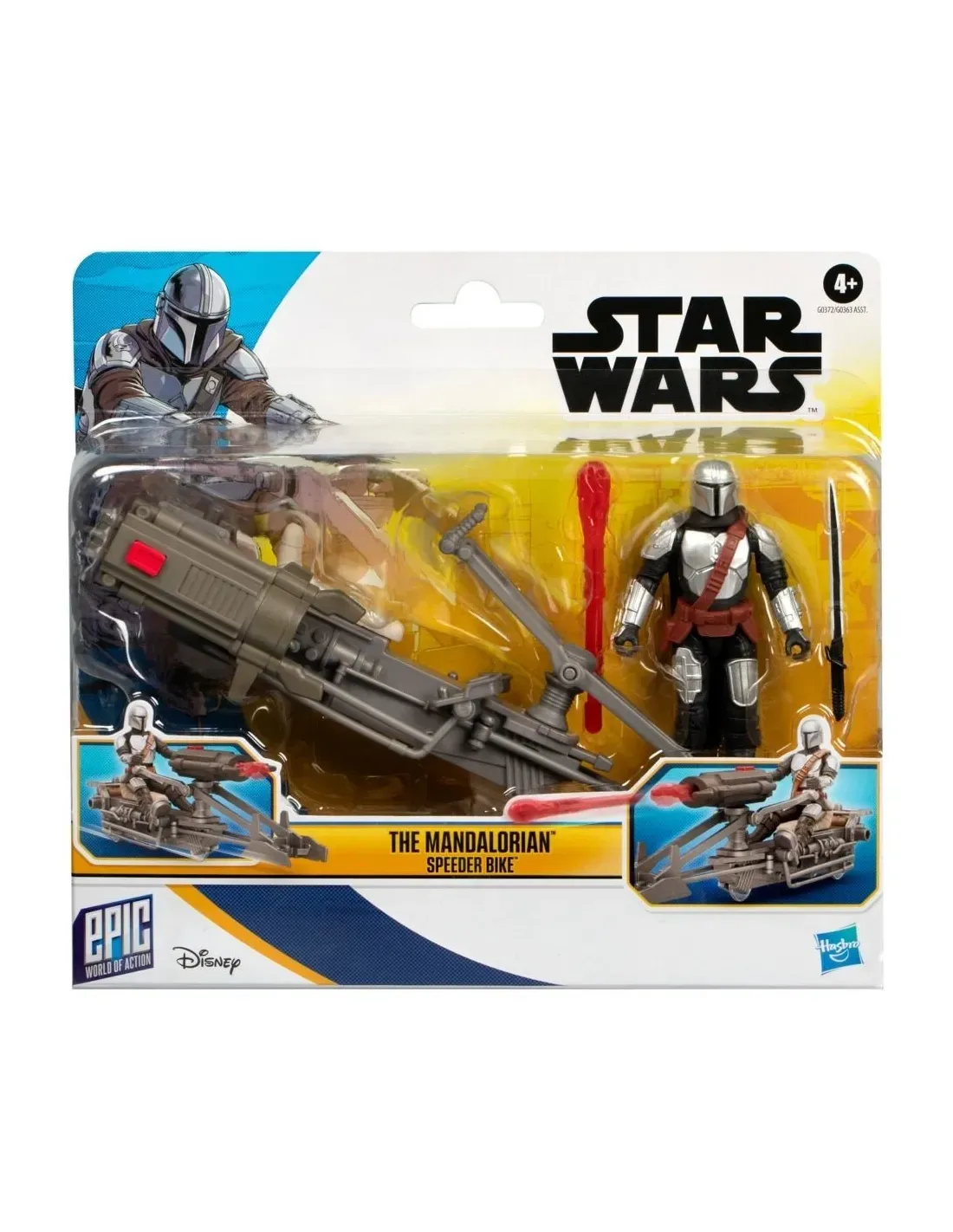 Figura Articulada - Star Wars Epic World of Action - The Mandalorian y Speeder Bike